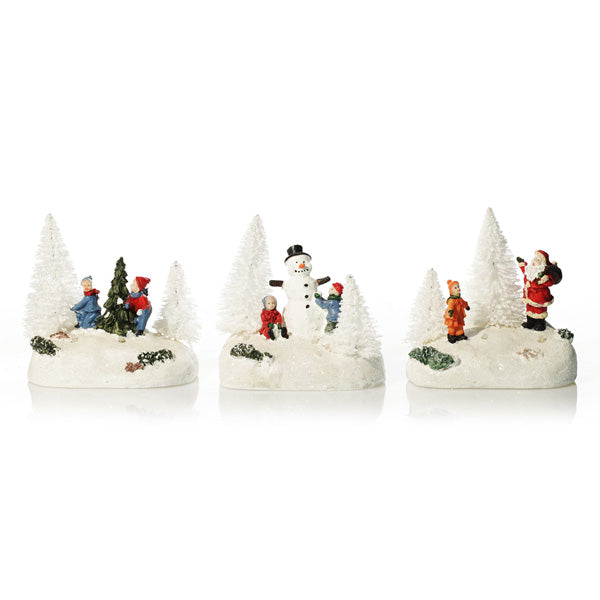 Christmas Snow Scene Lightup Ornaments - Set of 3 