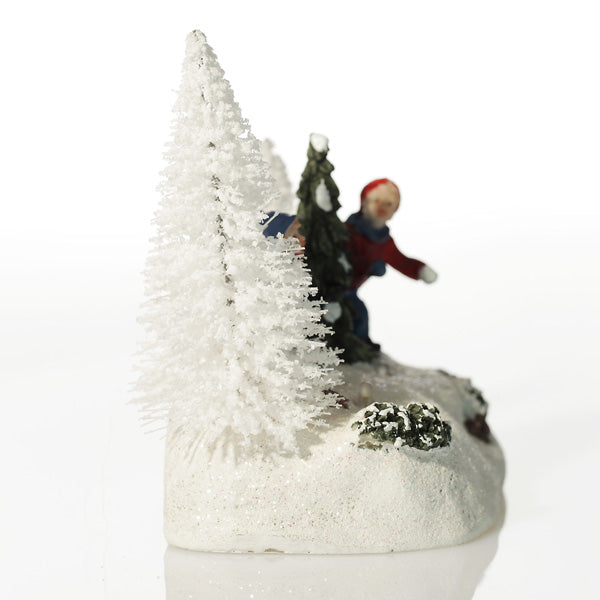 Christmas Snow Scene Lightup Ornaments - Set of 3 - Angle