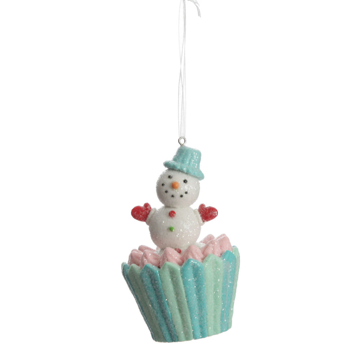 Snowman Cupcake Christmas Tree Decoration
