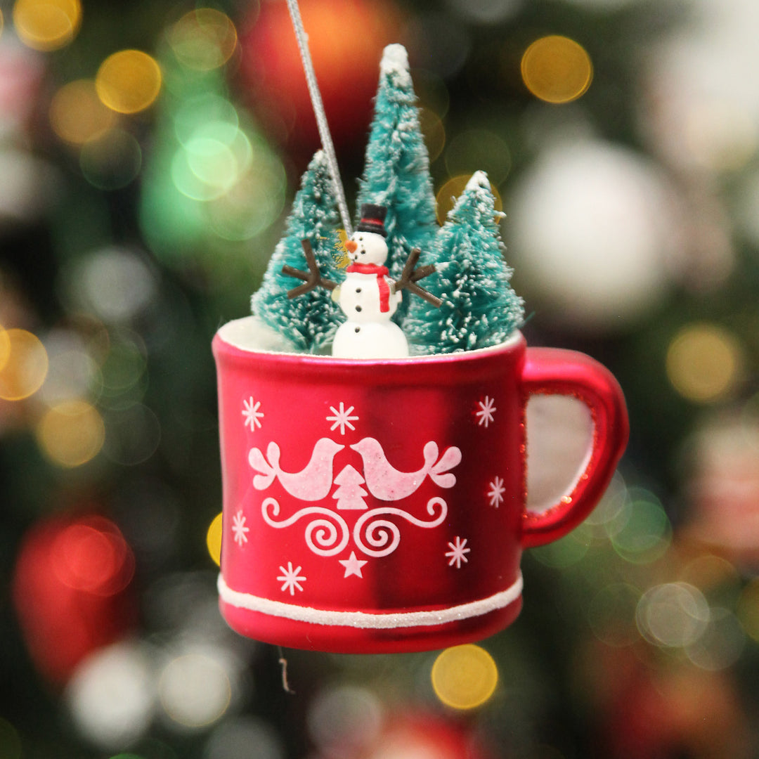 Snowman in Mug Christmas Tree Decoration