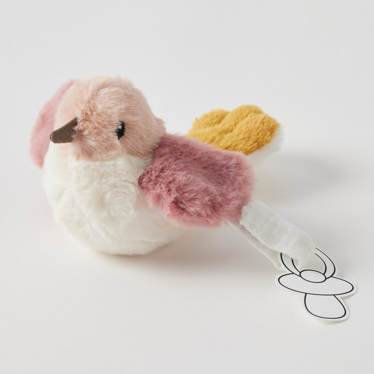 Soft Plush Pink Bird Dummy Clip