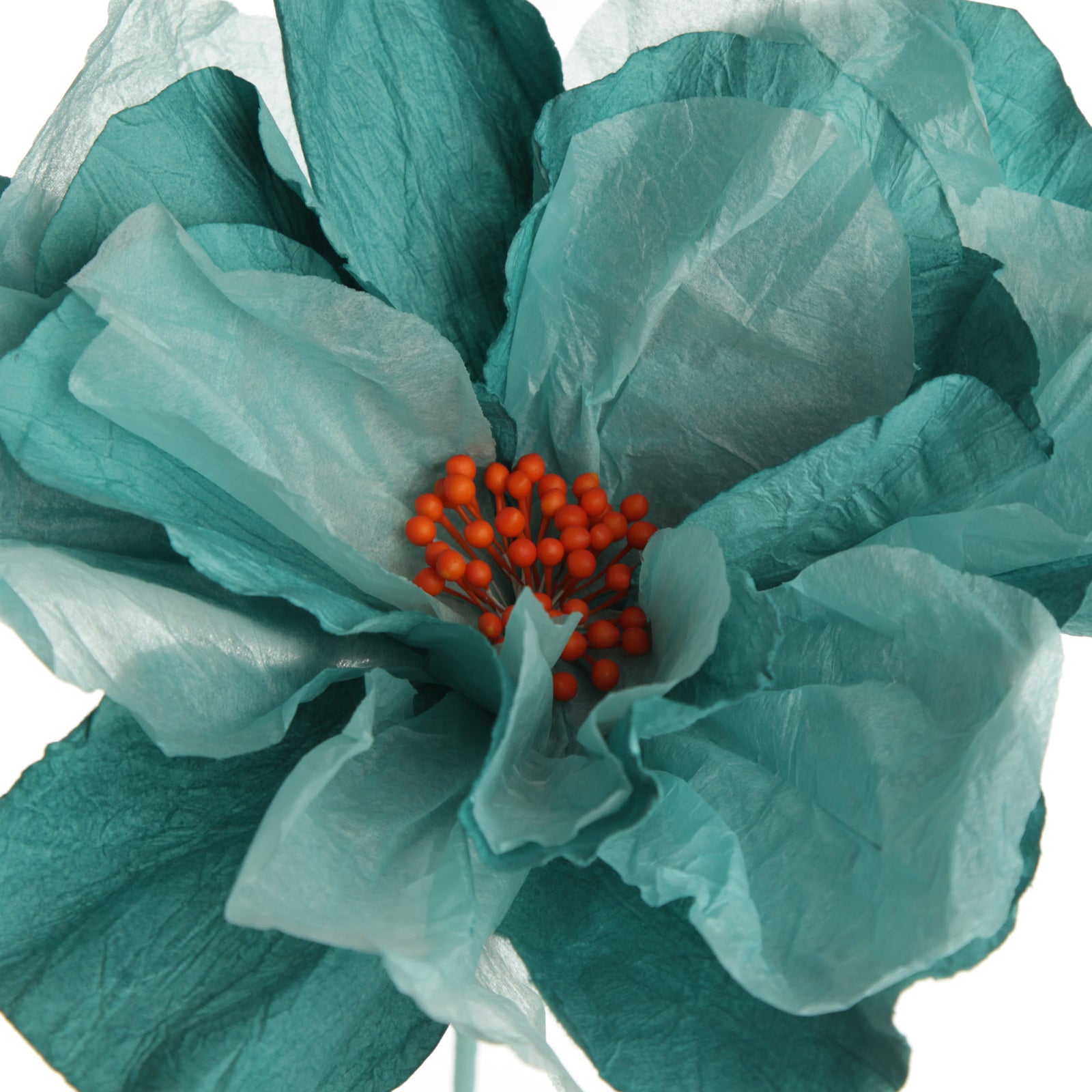 Soft Teal Paper Flower on Stem
