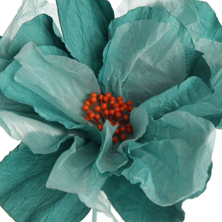 Soft Teal Paper Flower on Stem