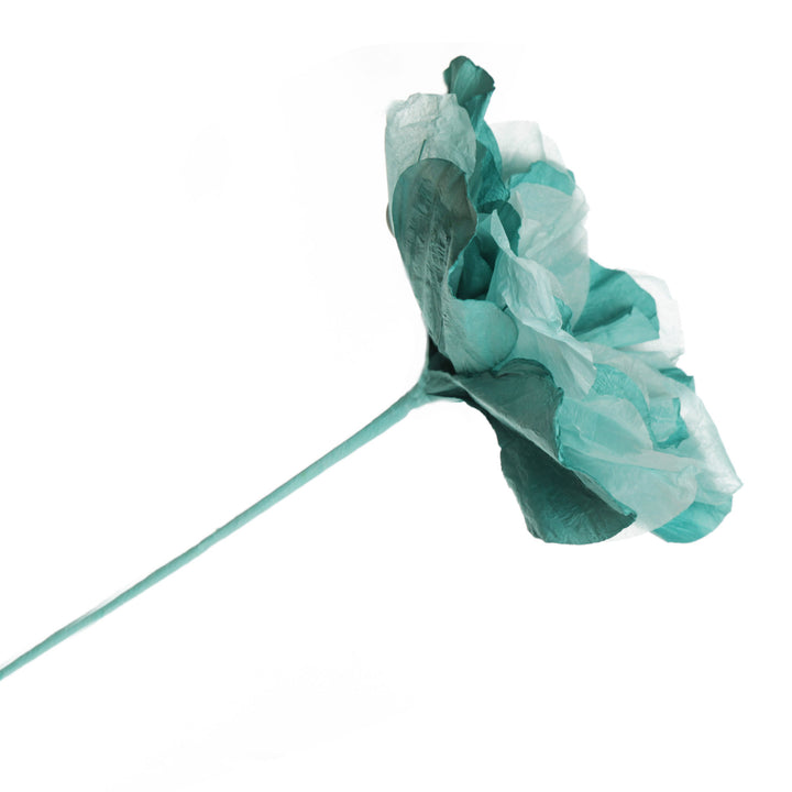 Soft Teal Paper Flower on Stem