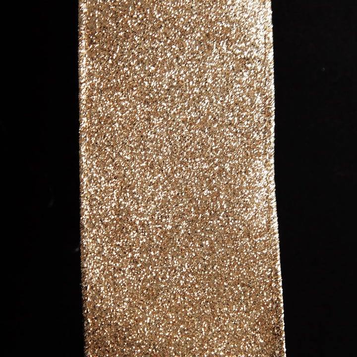 Champagne Sparkle Glitter Ribbon Wired Edge - 6.3cm 