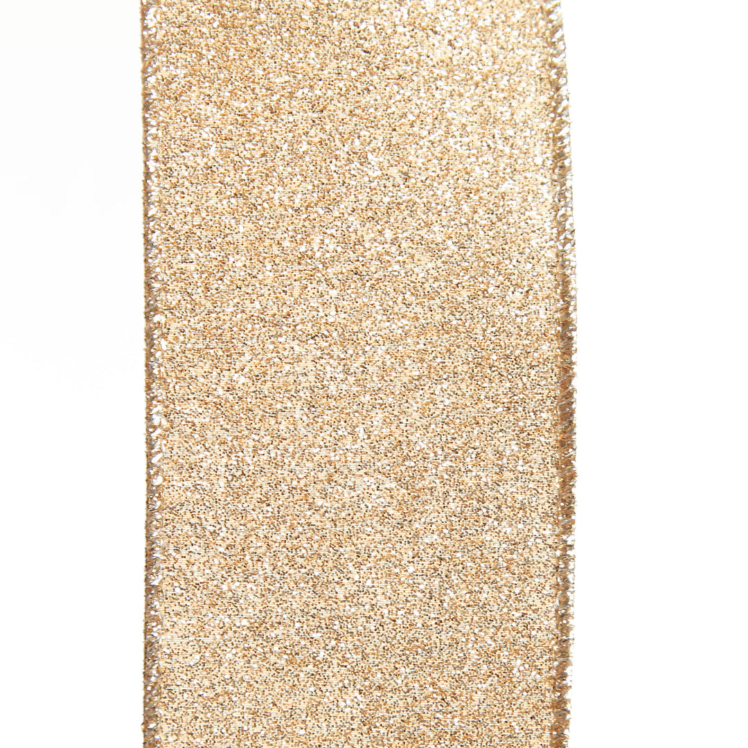 Champagne Sparkle Glitter Ribbon Wired Edge - 6.3cm 