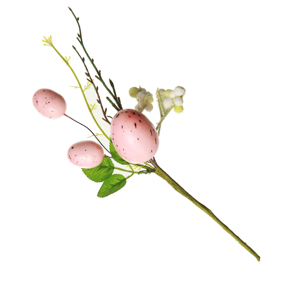 Pink Speckled Egg and Berry Easter Pick