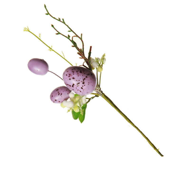 Purple Speckled Egg and Berry Easter Pick - Set of 2 