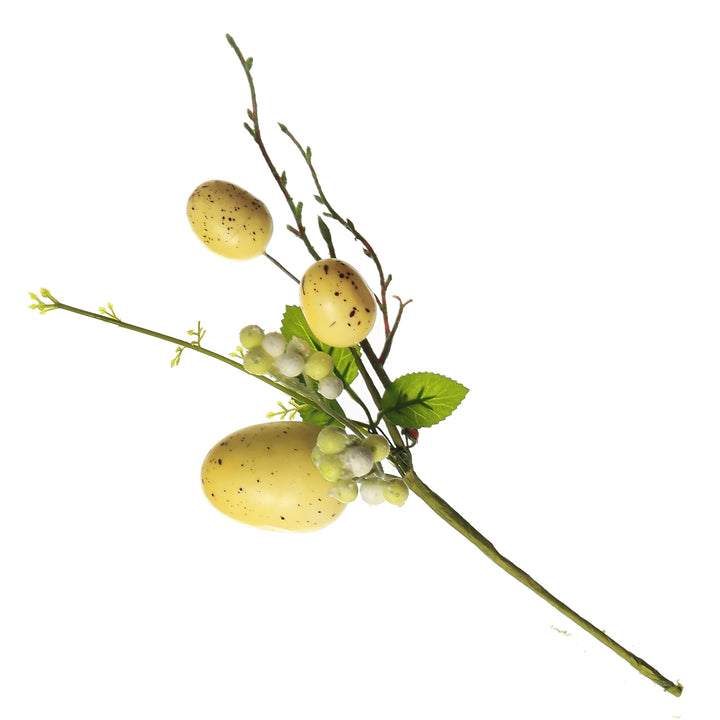 Yellow Speckled Egg and Berry Easter Pick