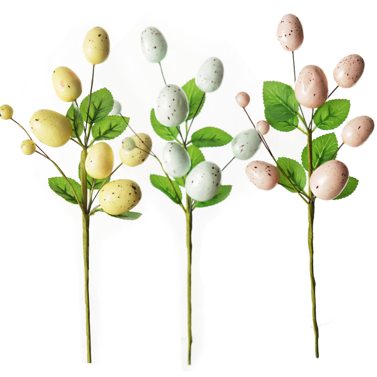 Speckled Egg and Foliage Pick - Set of 2