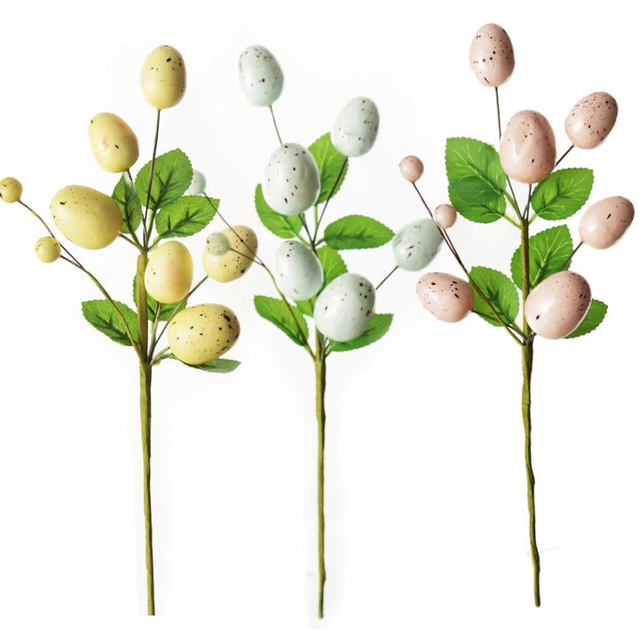 Speckled Egg and Foliage Pick - Set of 2
