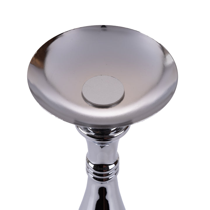 Square Base Candle Holder - Silver Mirror Finish 43cm(H)