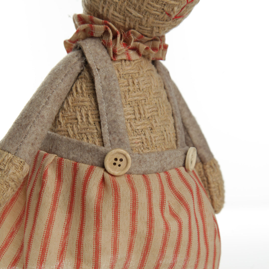 Standing Striped Fabric Girl Bunny Rabbit