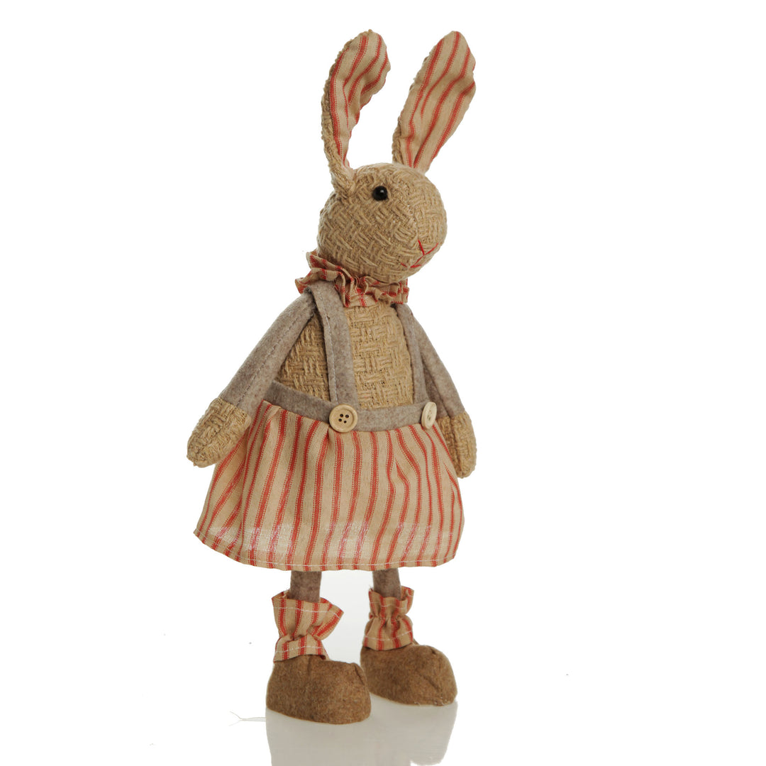 Standing Striped Fabric Girl Bunny Rabbit