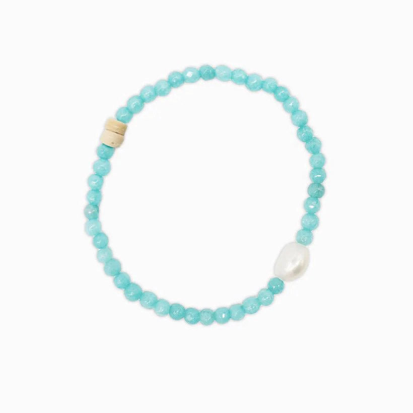 Bracelet - Stone and Pearl - Aqua