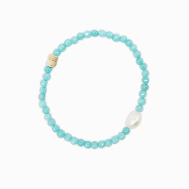 Bracelet - Stone and Pearl - Aqua