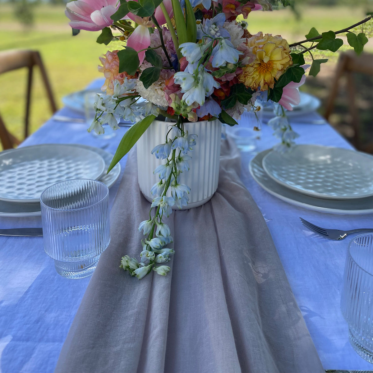 Stone Muslin Cloth Long Table Runner - 4.5m