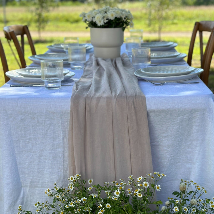 Stone Muslin Cloth Long Table Runner - 4.5m