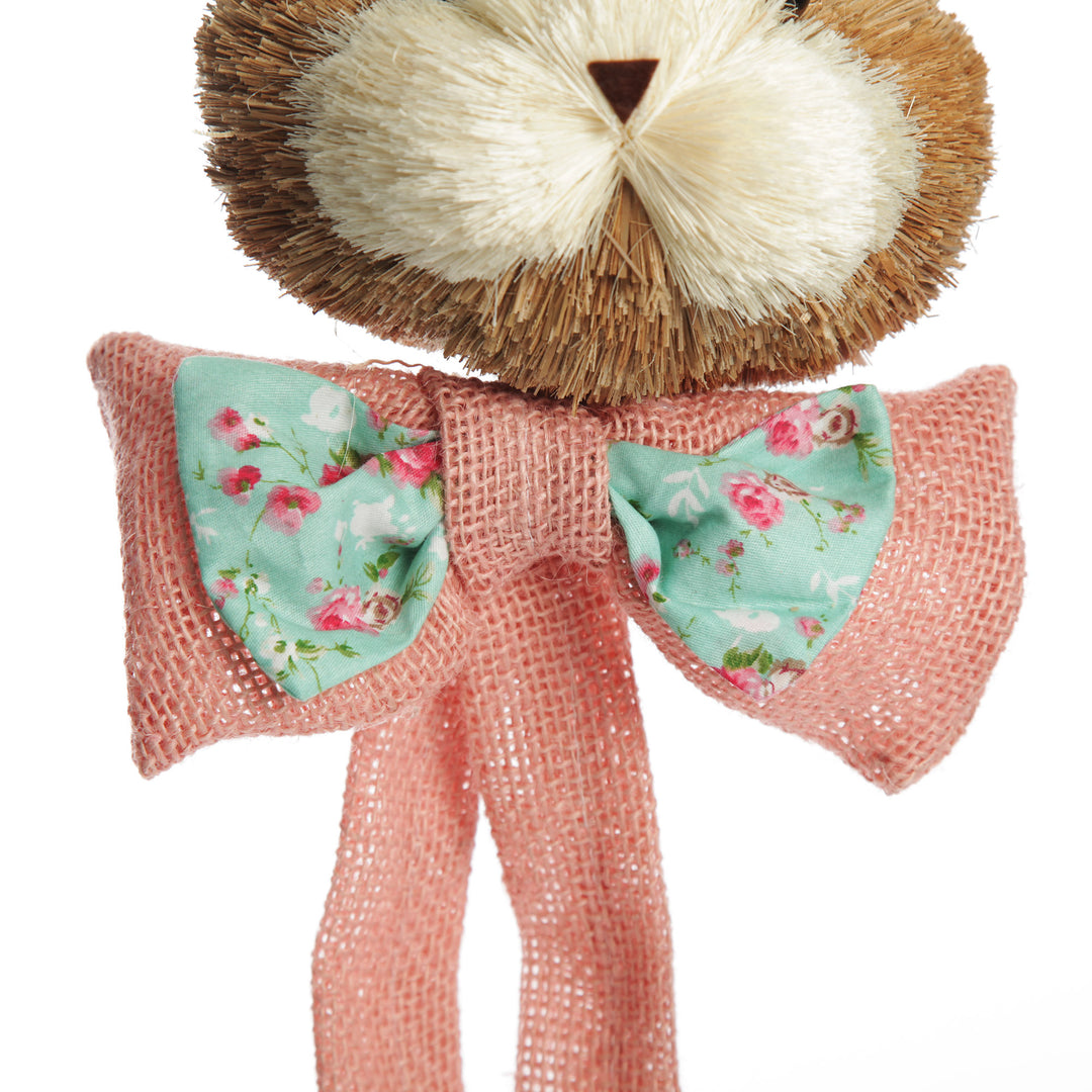 Straw Bunny Girl Hanging Head Pink Bow