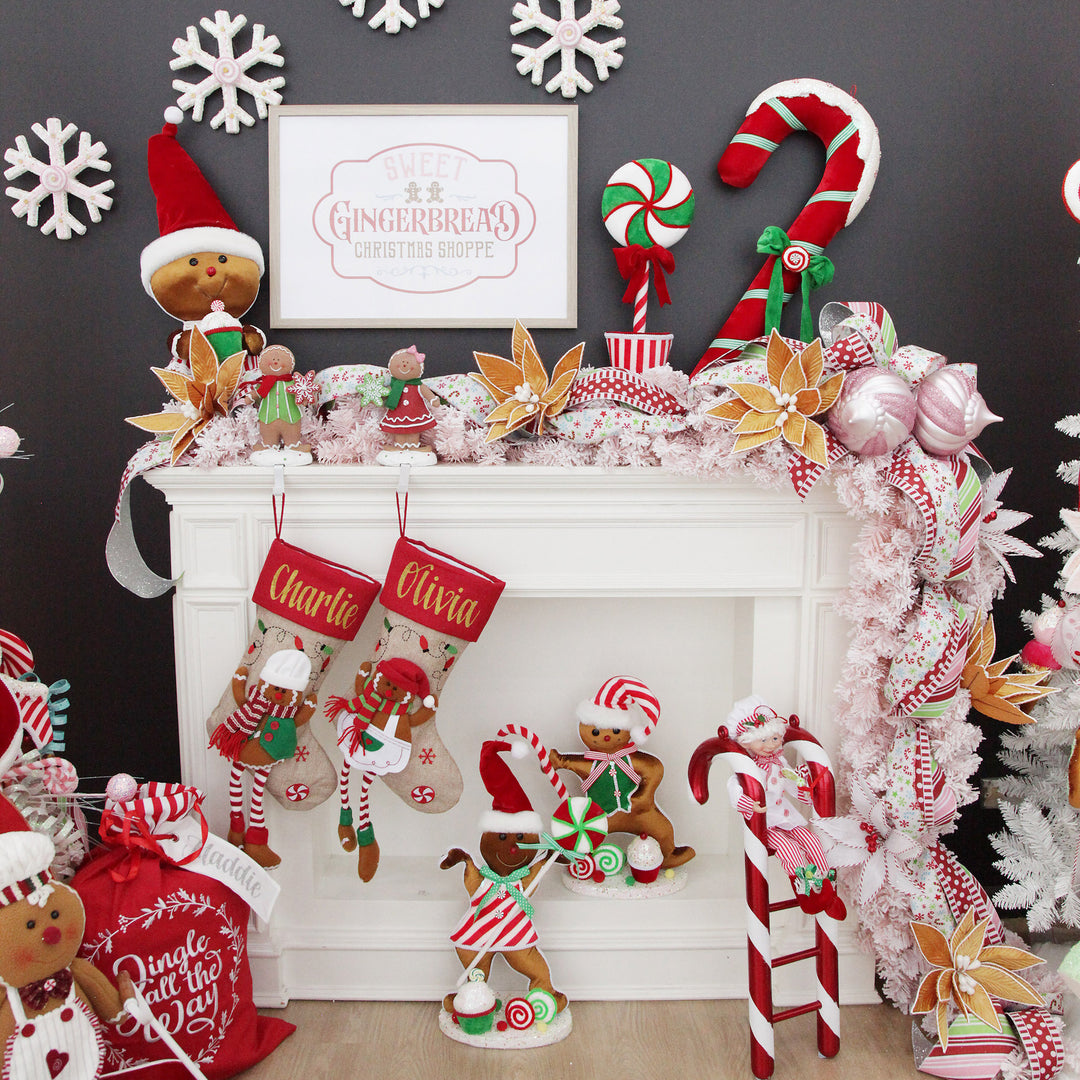 Extra Large Red Velvet Candy Cane Decoration