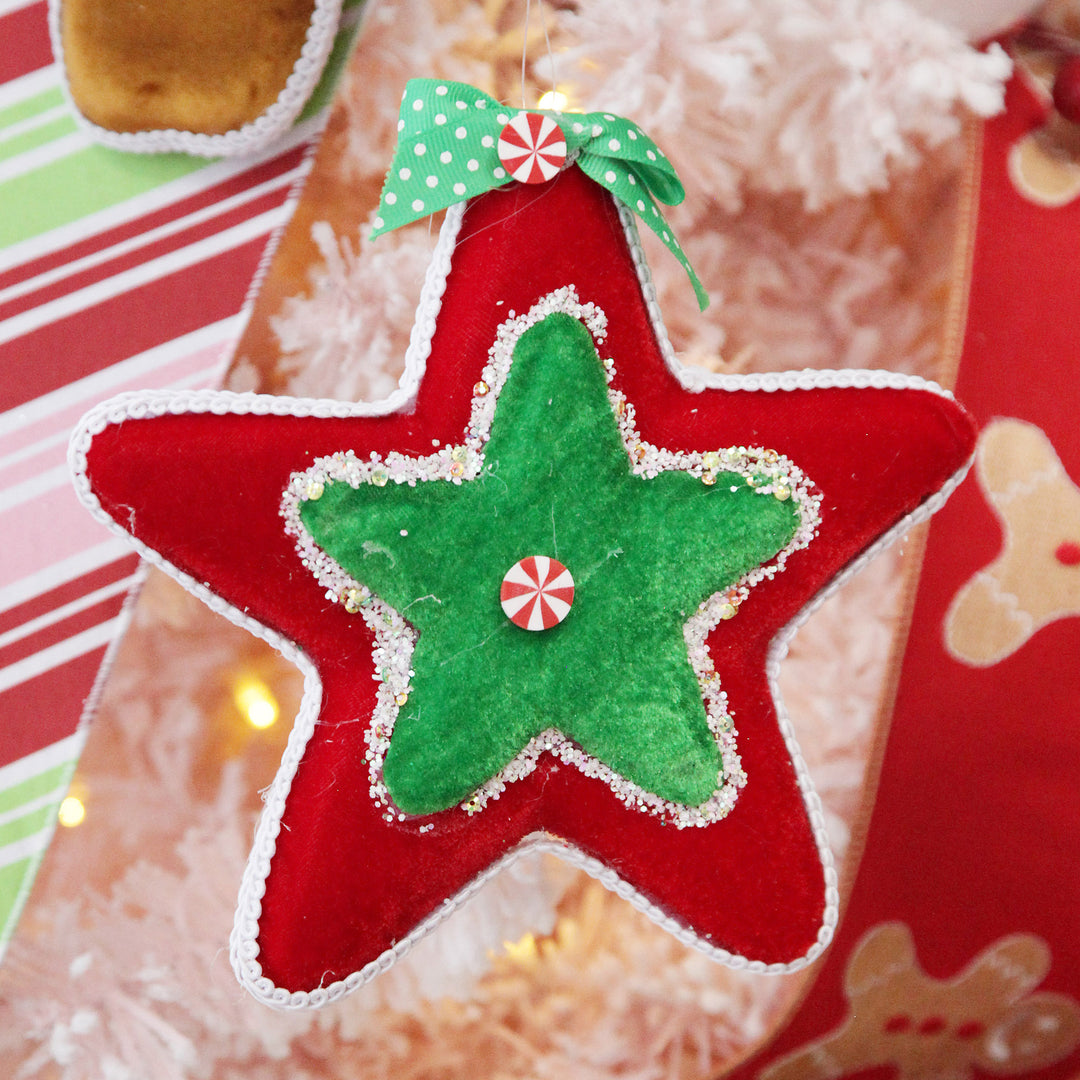 Red and Green Candy Star Christmas Decoration