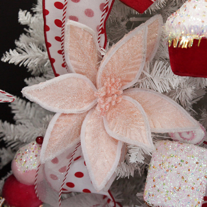 Frosted Pink Flower Clip with White Edge