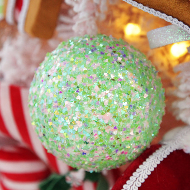 Iridescent Mint Green Sequin Christmas Ball 10cm
