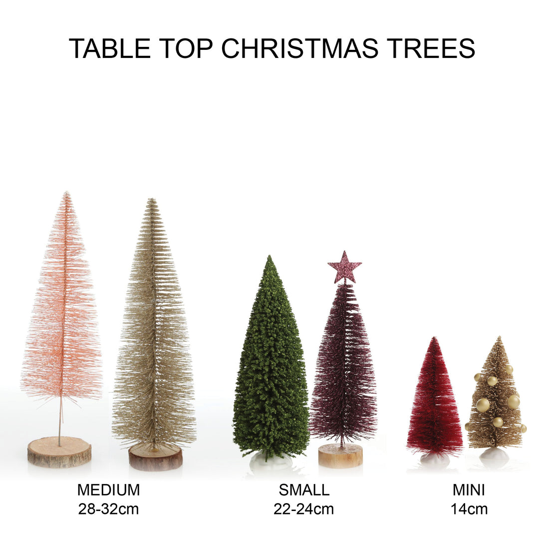 Medium Apricot Wire Christmas Tree with Wood Base - 32cm (H)