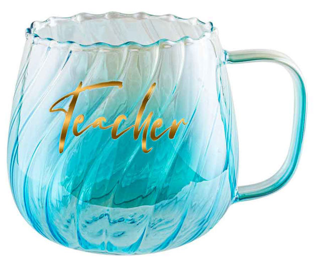 Blue Glass Mug - Teacher