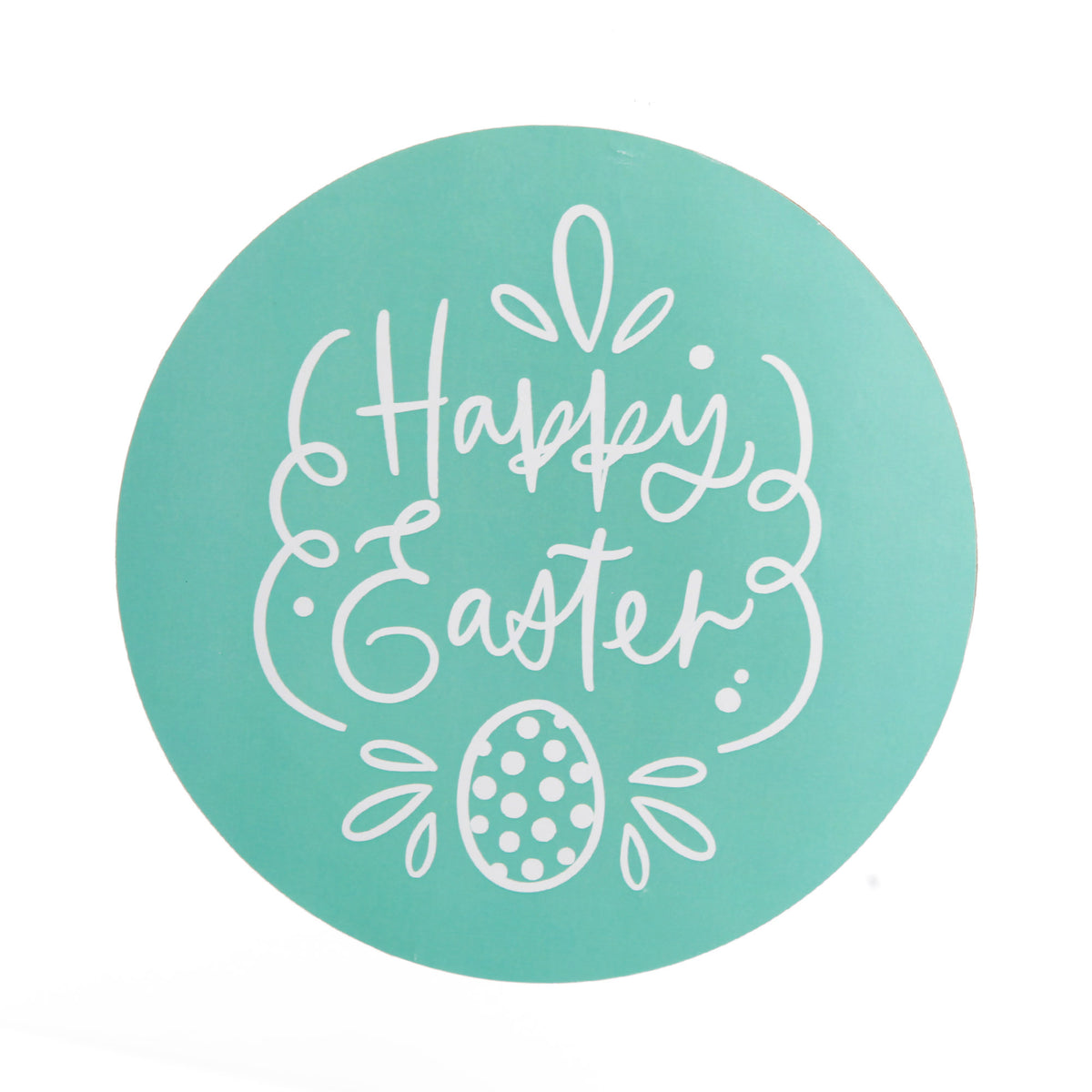 Bright Teal Stripe Happy Easter Plaque and Bow Set