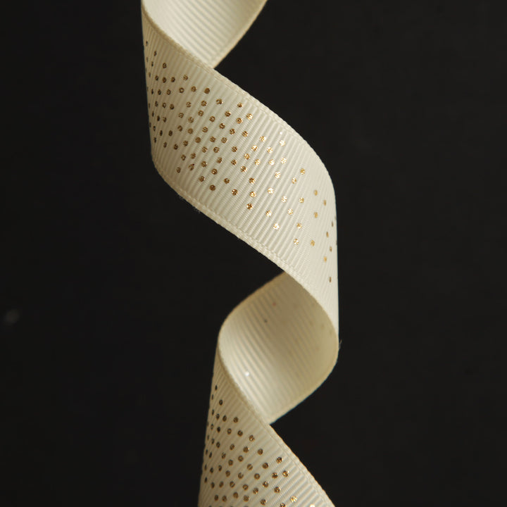 Three Assorted Ivory and Champagne Mesh and Glitter Dots Christmas Ribbons