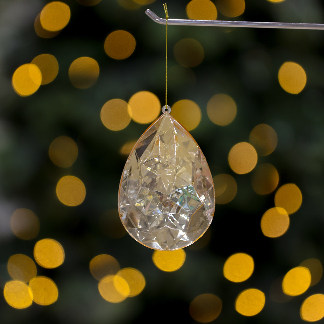 Timeless Christmas Elegance Champagne Teardrop Gem Hanging Decoration