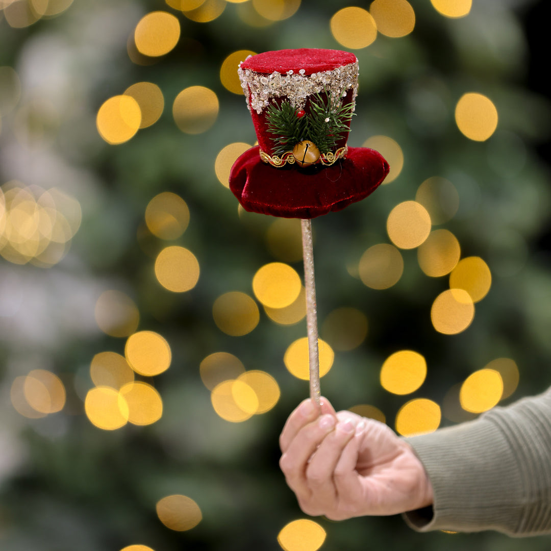 Timeless Christmas Elegance Emerald Burgundy Velour Top Hat Pick