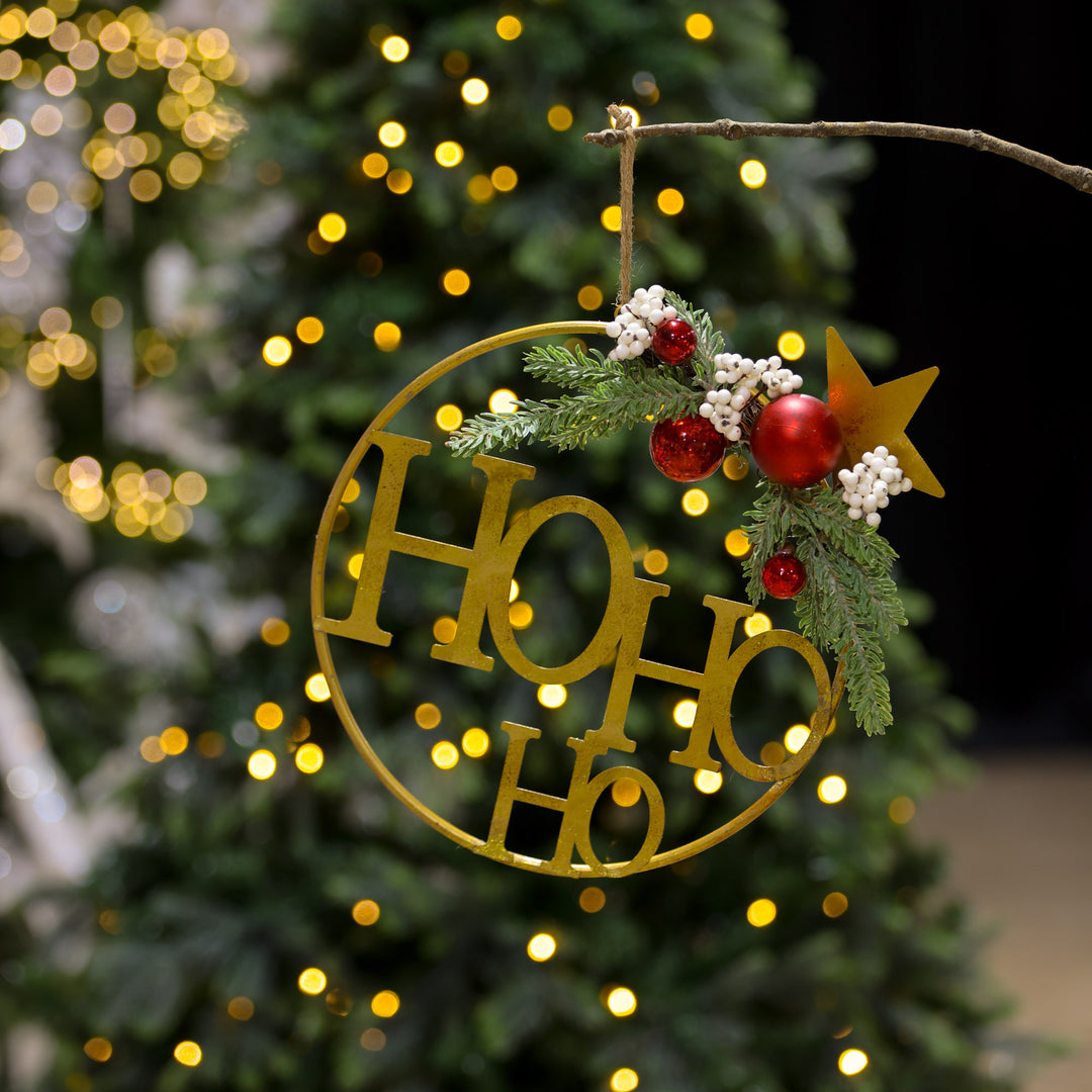 Timeless Christmas Elegance HoHoHo Metal Hoop with Florals