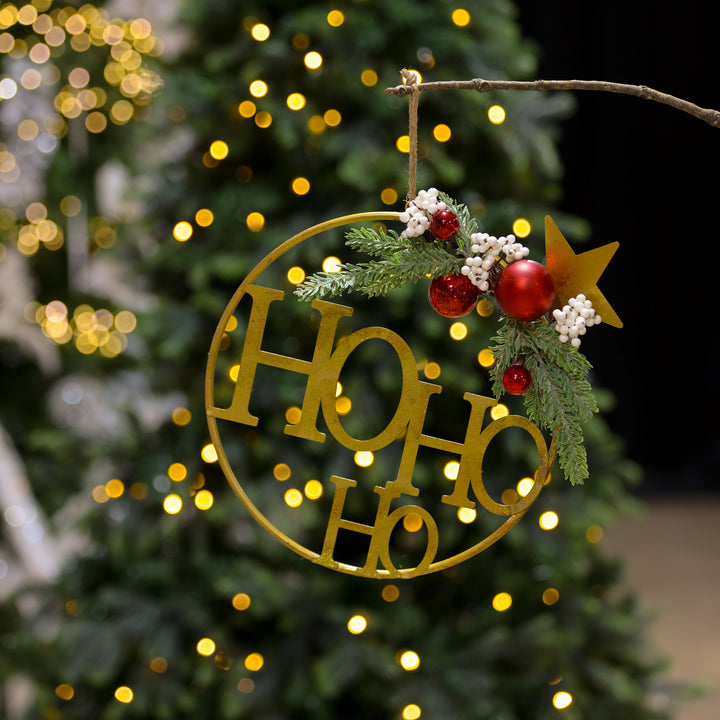 Timeless Christmas Elegance HoHoHo Metal Hoop with Florals