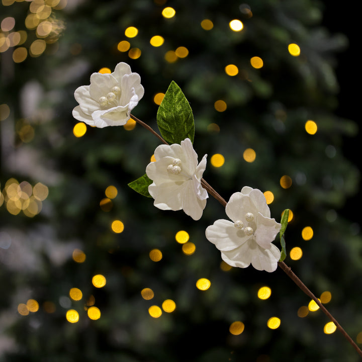Timeless Christmas Elegance White Magnolia Flower Trio Stem
