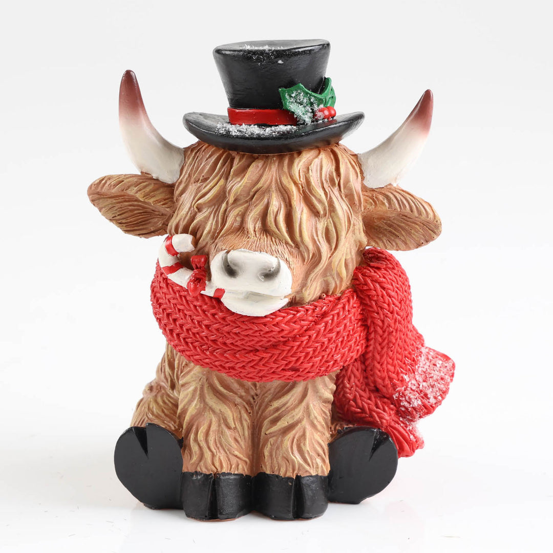 Top Hat Christmas Highland Cow Ornament - 15cm