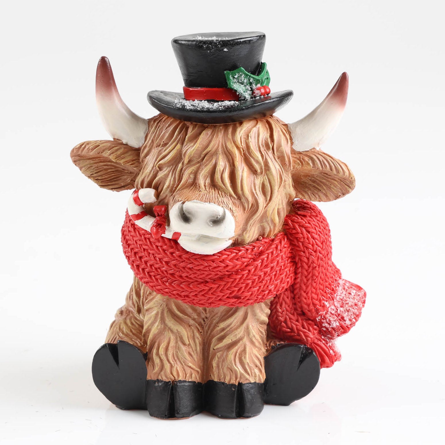 Top Hat Christmas Highland Cow Ornament - 15cm