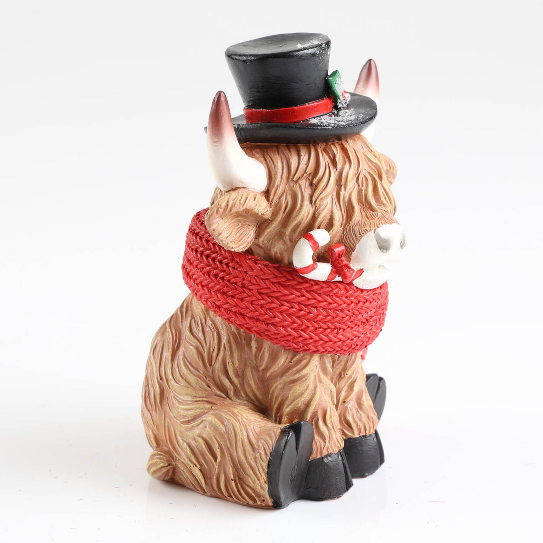 Top Hat Christmas Highland Cow Ornament - 15cm