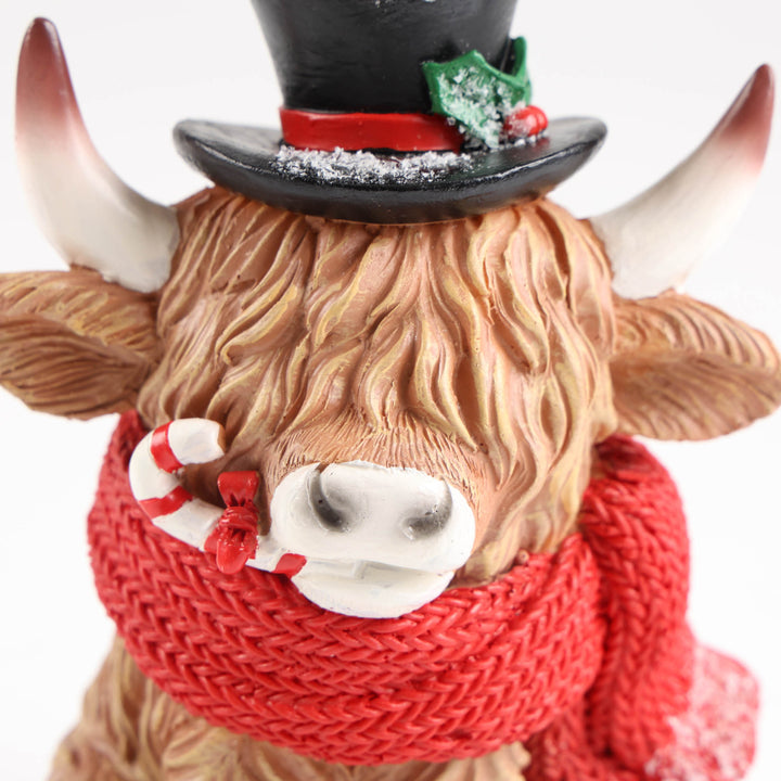 Top Hat Christmas Highland Cow Ornament - 15cm
