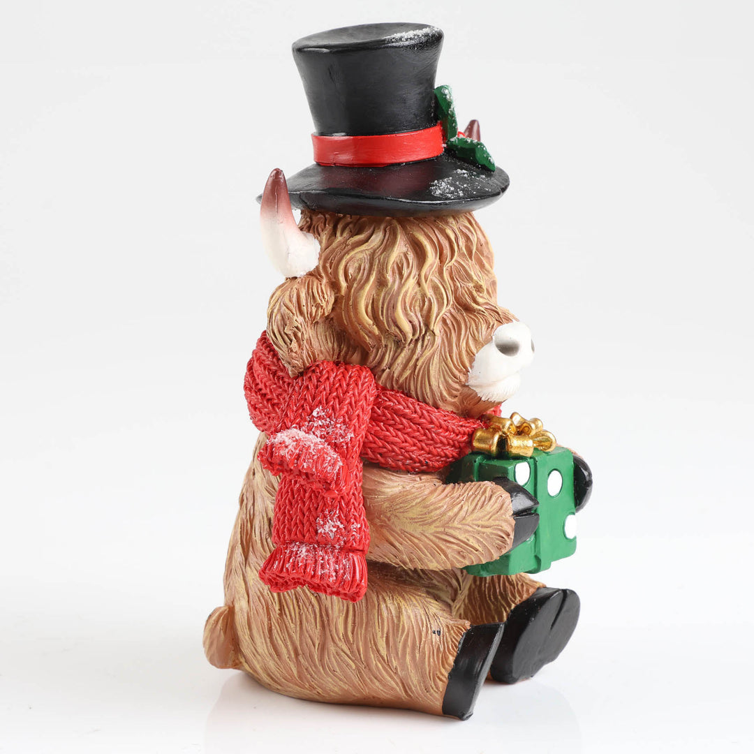 Top Hat Christmas Highland Cow Ornament - 20cm