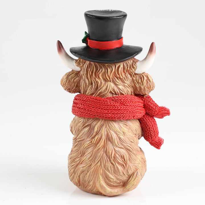 Top Hat Christmas Highland Cow Ornament - 20cm