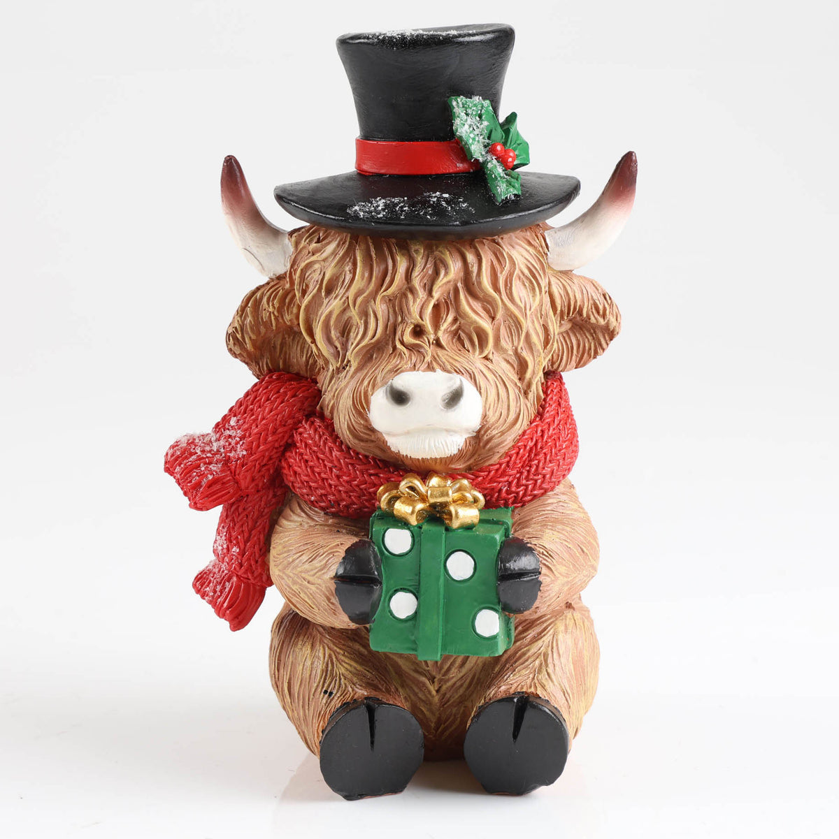 Top Hat Christmas Highland Cow Ornament - 20cm