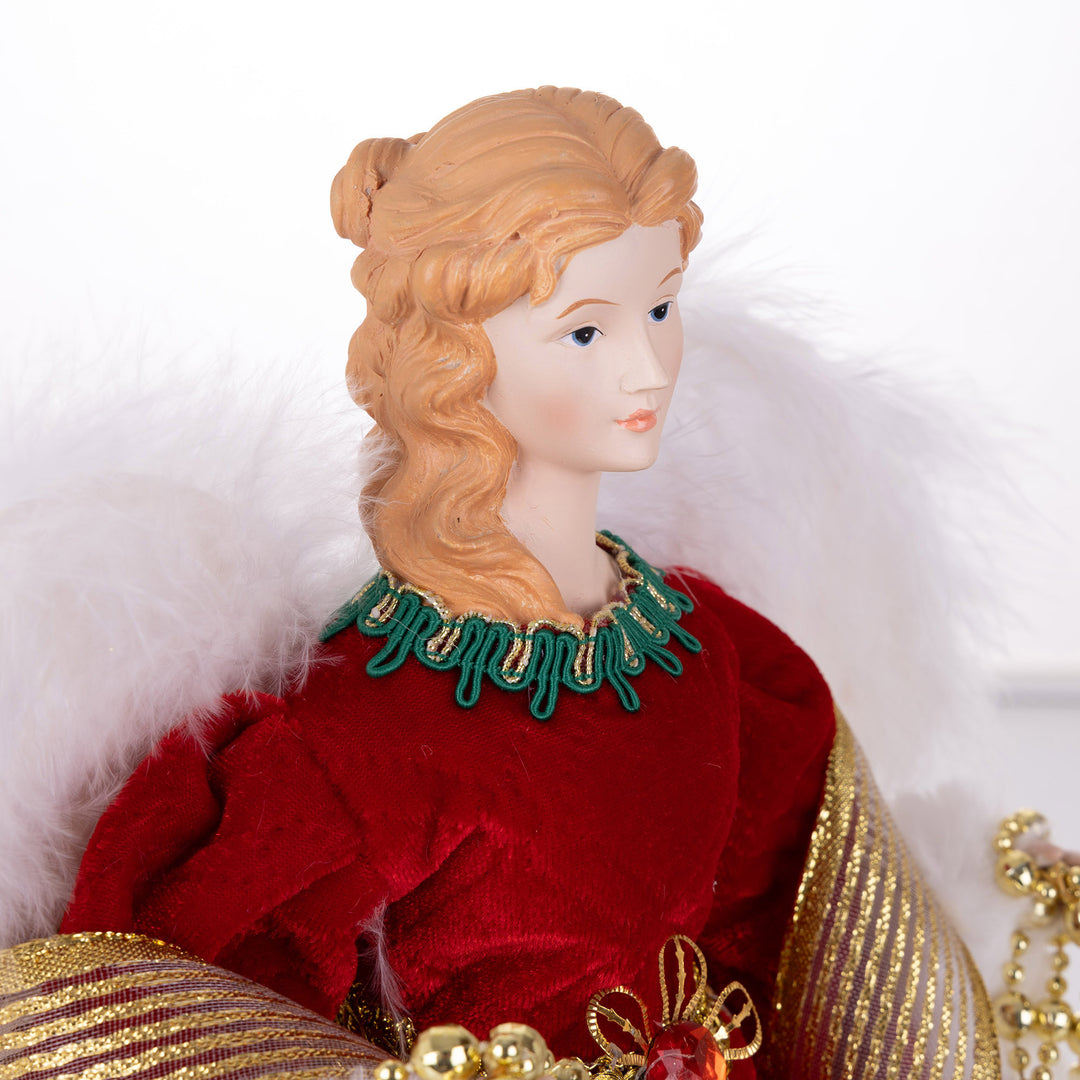  Green and Gold Angel Tree Topper Ornament - 40cm(H)