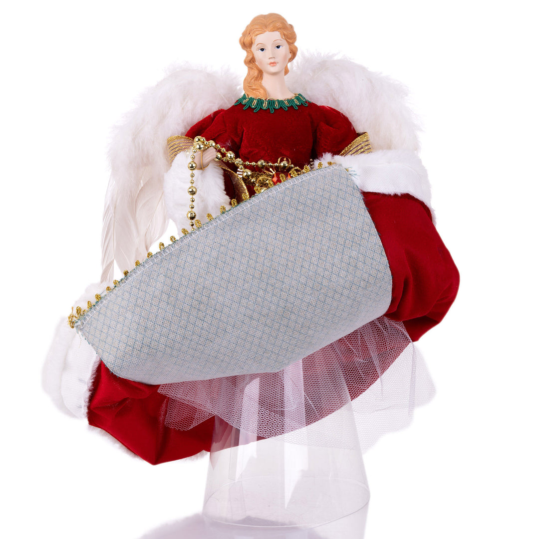  Green and Gold Angel Tree Topper Ornament - 40cm(H)