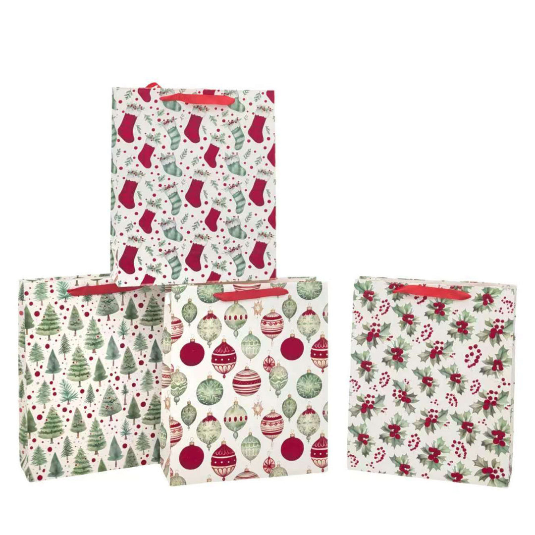 Traditional Velvet Christmas Gift Bags - Large - Assorted