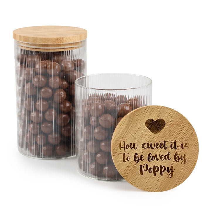 Personalised Easter Treat Jar with Wooden Lid - Bunny Tail