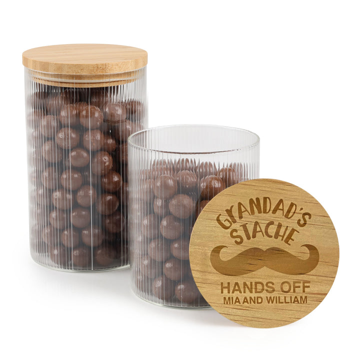 Personalised Treat Jar with Wooden Lid - My Stache