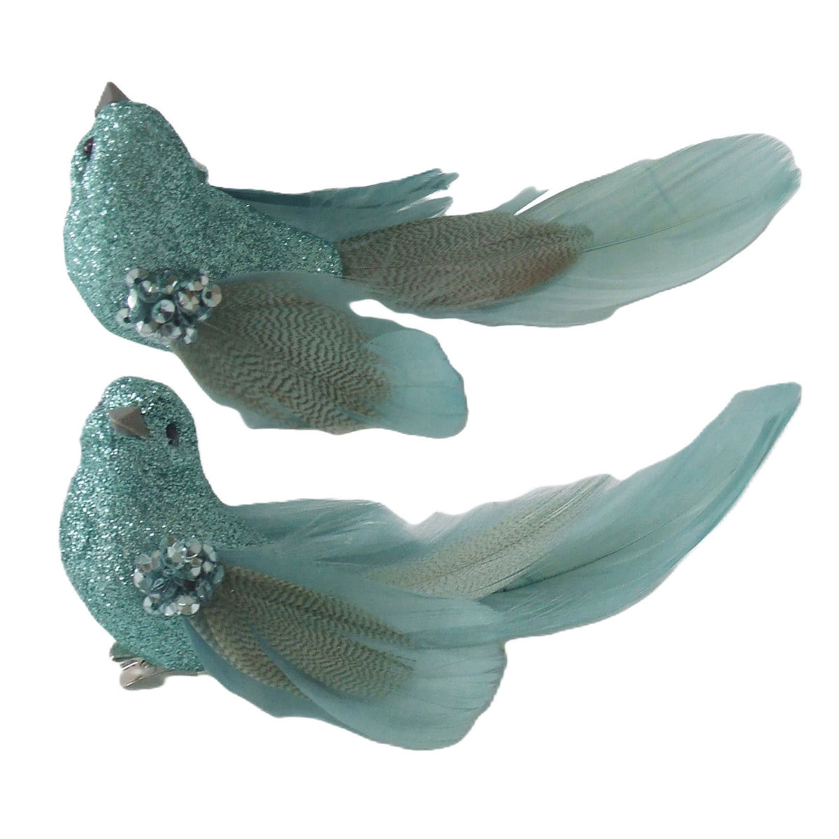 Turquoise Blue Bird Clips - Assorted