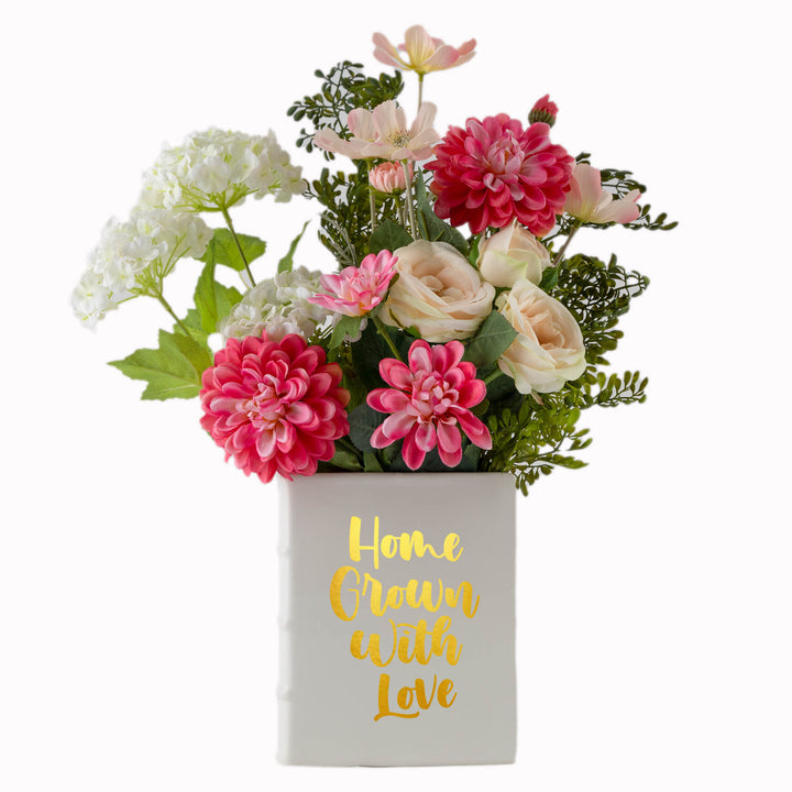 White Book Planter with Decal 21cm(h)